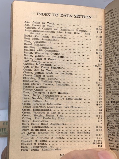 1939 DELAVAL DIARY & FARMERS POCKET HANDBOOK USEFUL INFO 148 PAGES 4.75’X2.75”.