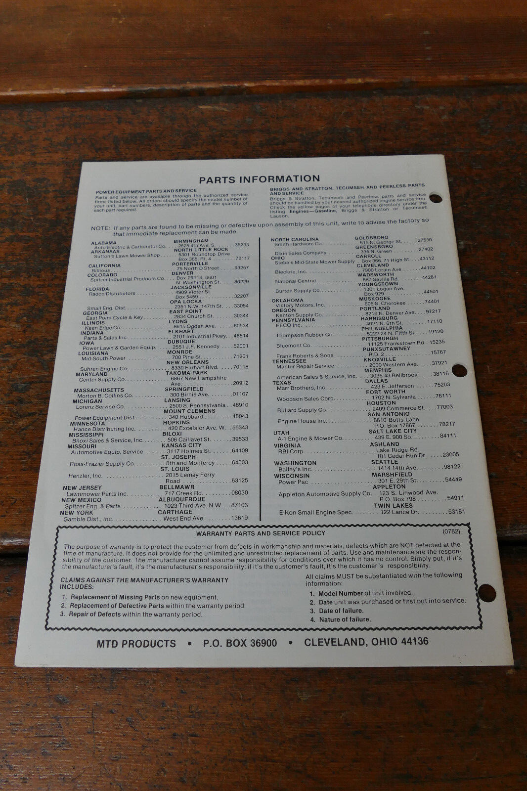 1983 Coast to Coast Owner’s Manual 11/16/18 HP Garden Tractors 143-814A 143-836A
