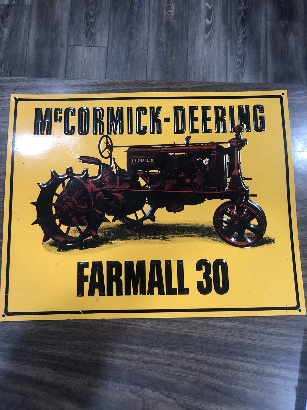 Vintage 1992 McCormick Deering Farmall 30 Tractor Embossed Tin Sign