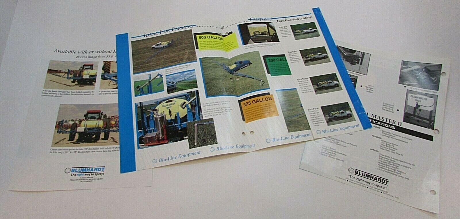 Three New 1990’s Blumhardt Blue Line Wahpeton ND Farm Crop Sprayer Brochures