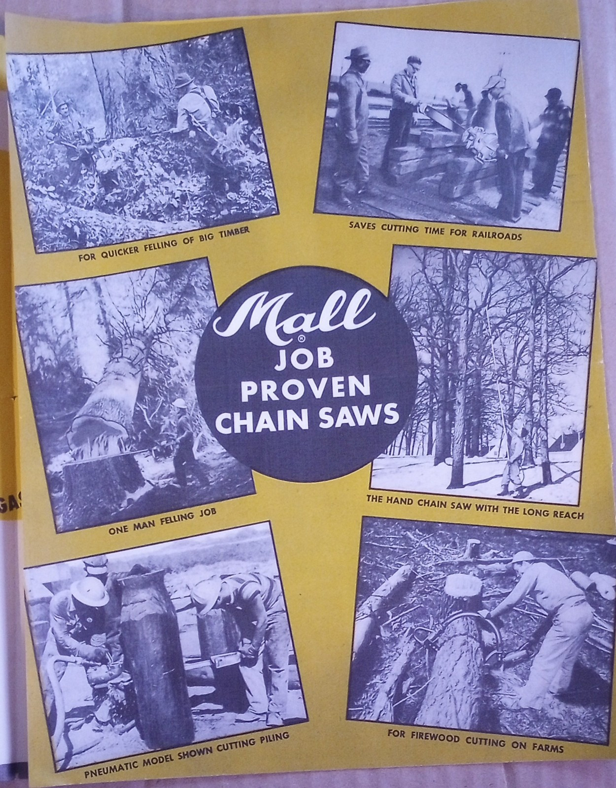 1949 Mall Chainsaw ORIGINAL Fold Out Advertising Dealer Advertising