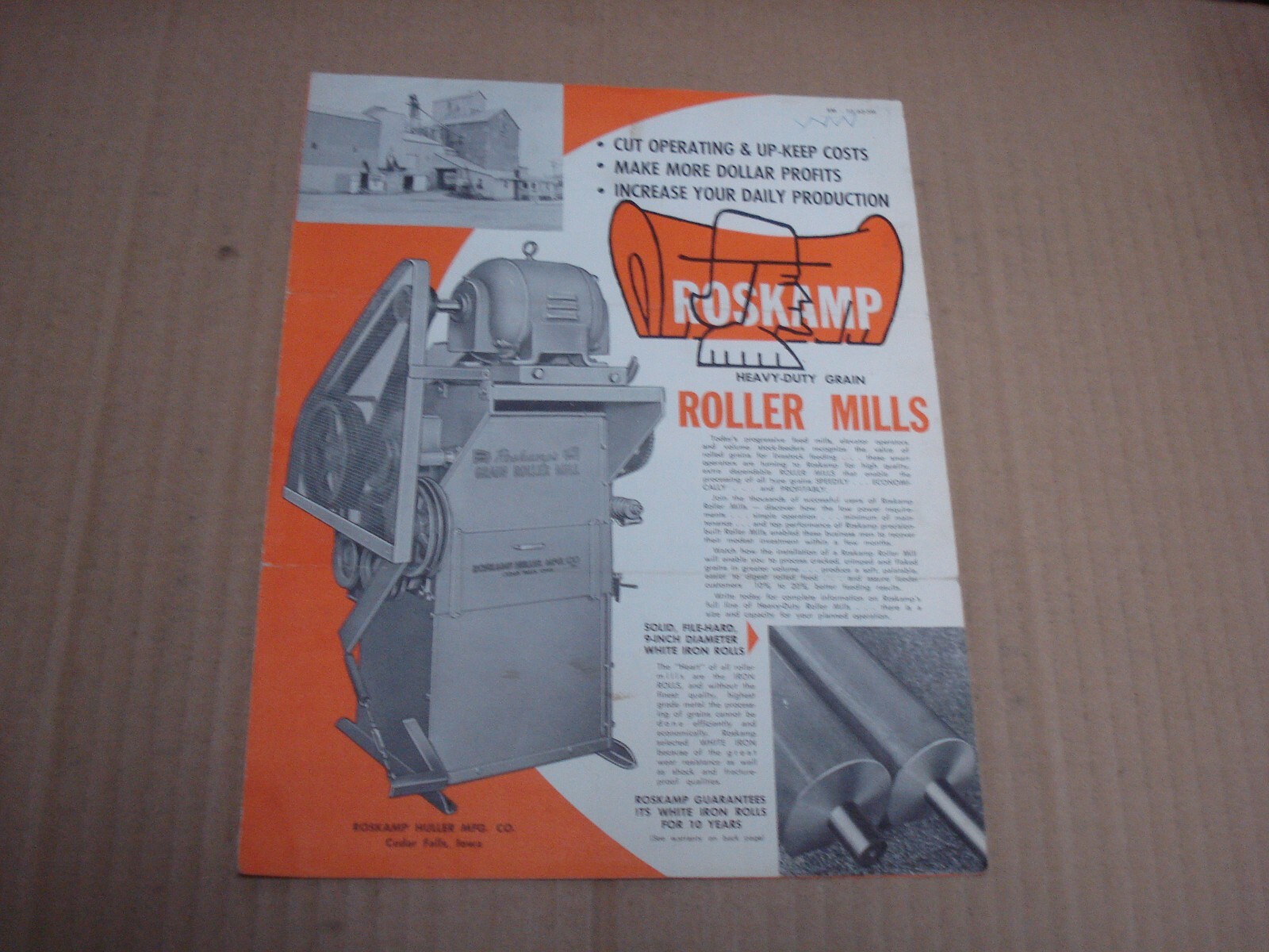 Roskamp Heavy-Duty Grain Roller Mills Brochure 1962