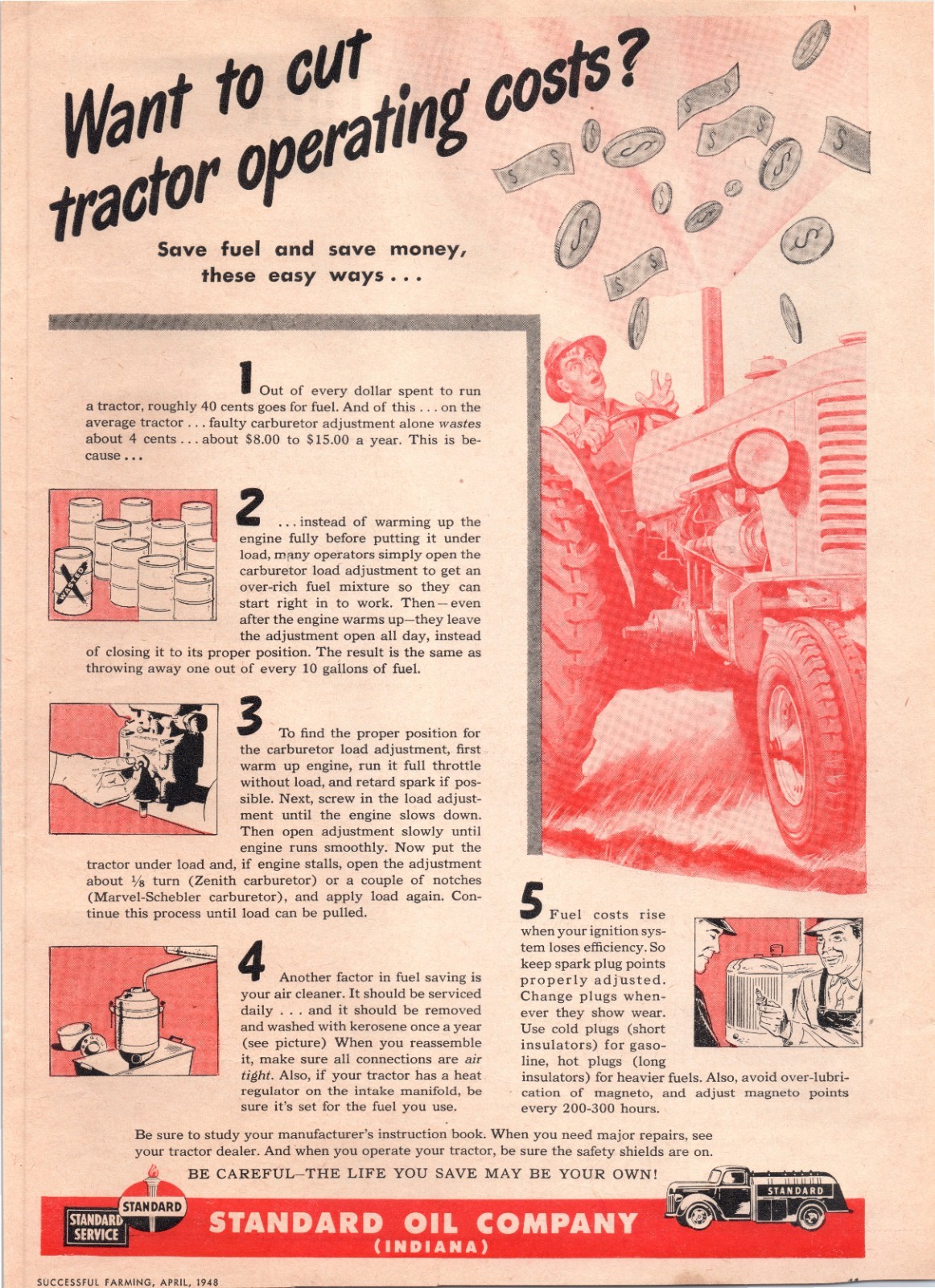 1948 Standard Oil Company Tractor Fuel Carburetor 40’s Vintage Print Ad