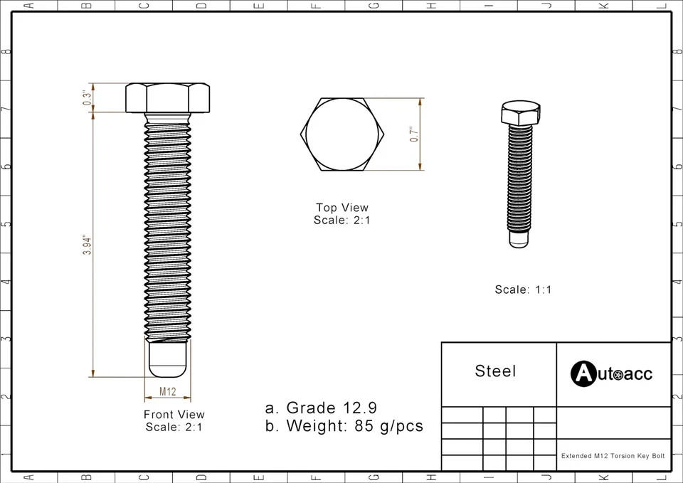Extended Torsion Key Bolts, Longer Torsion Bar Adjustment Bolts Compatible wi…