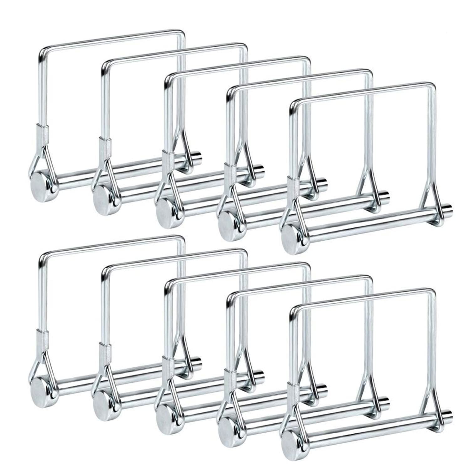 10 Pack 1/4×4 Inch Trailer Coupler Pin Heavy Duty Wire Lock Pin PTO Shaft Loc…
