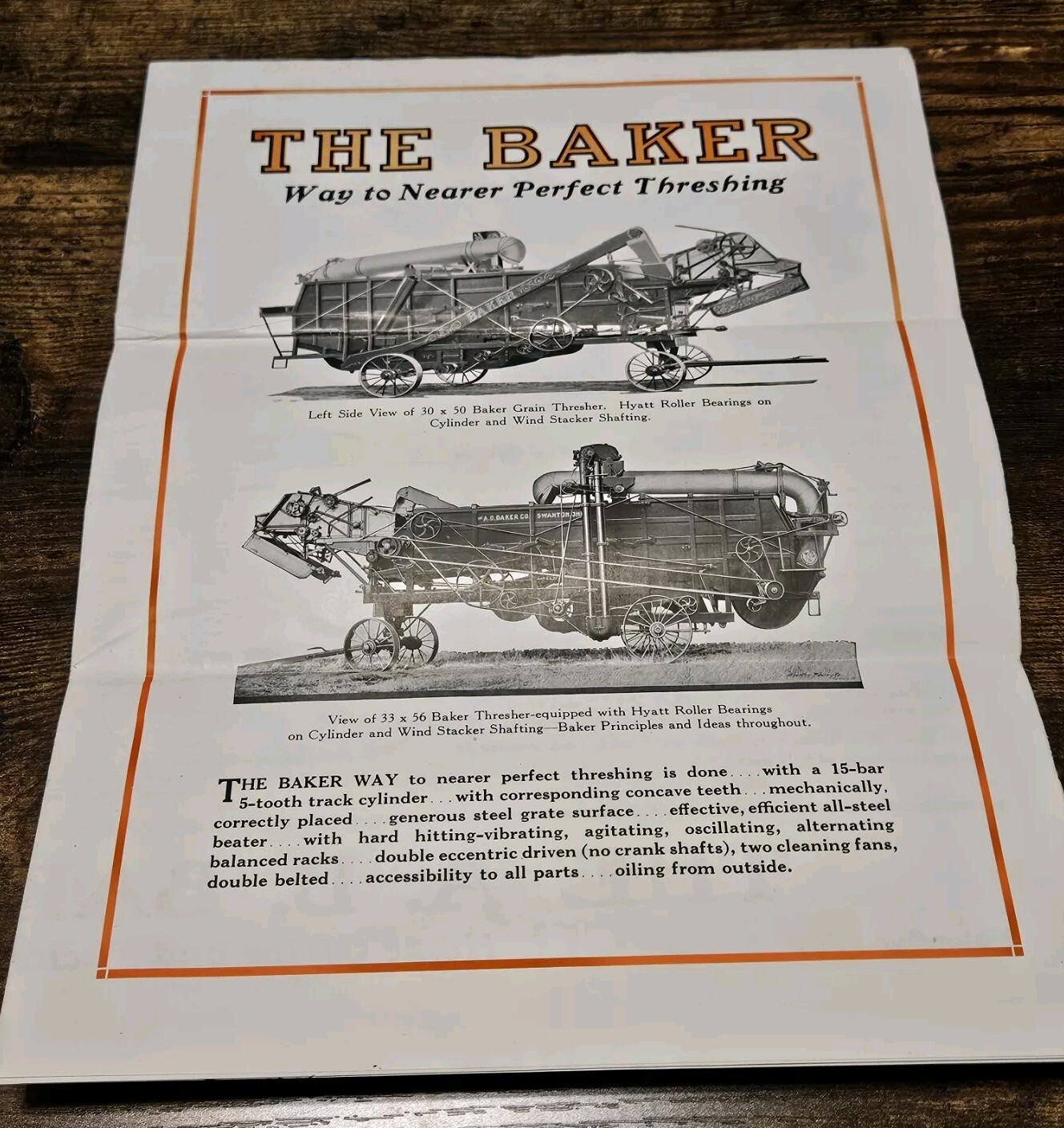Huge c1910 Baker Tractor Fold Out Brochure Swanton Ohio