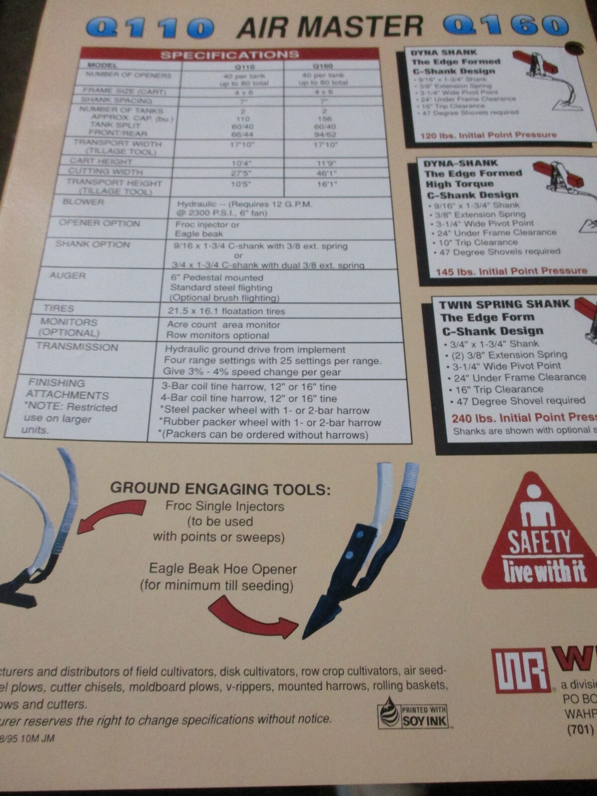 Wil-Rich Air Seeder, Air Master Sales/Specifications Brochures, 2 items