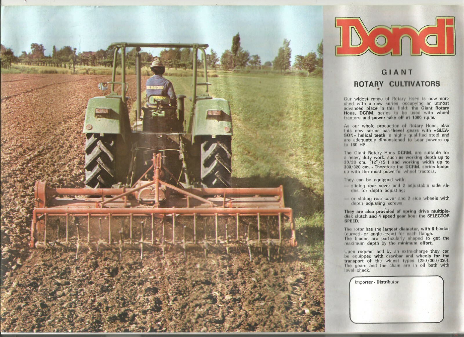 Original Dondi Series DCRM Giant Rotary Cultivators Sales Brochure Spec Sheet