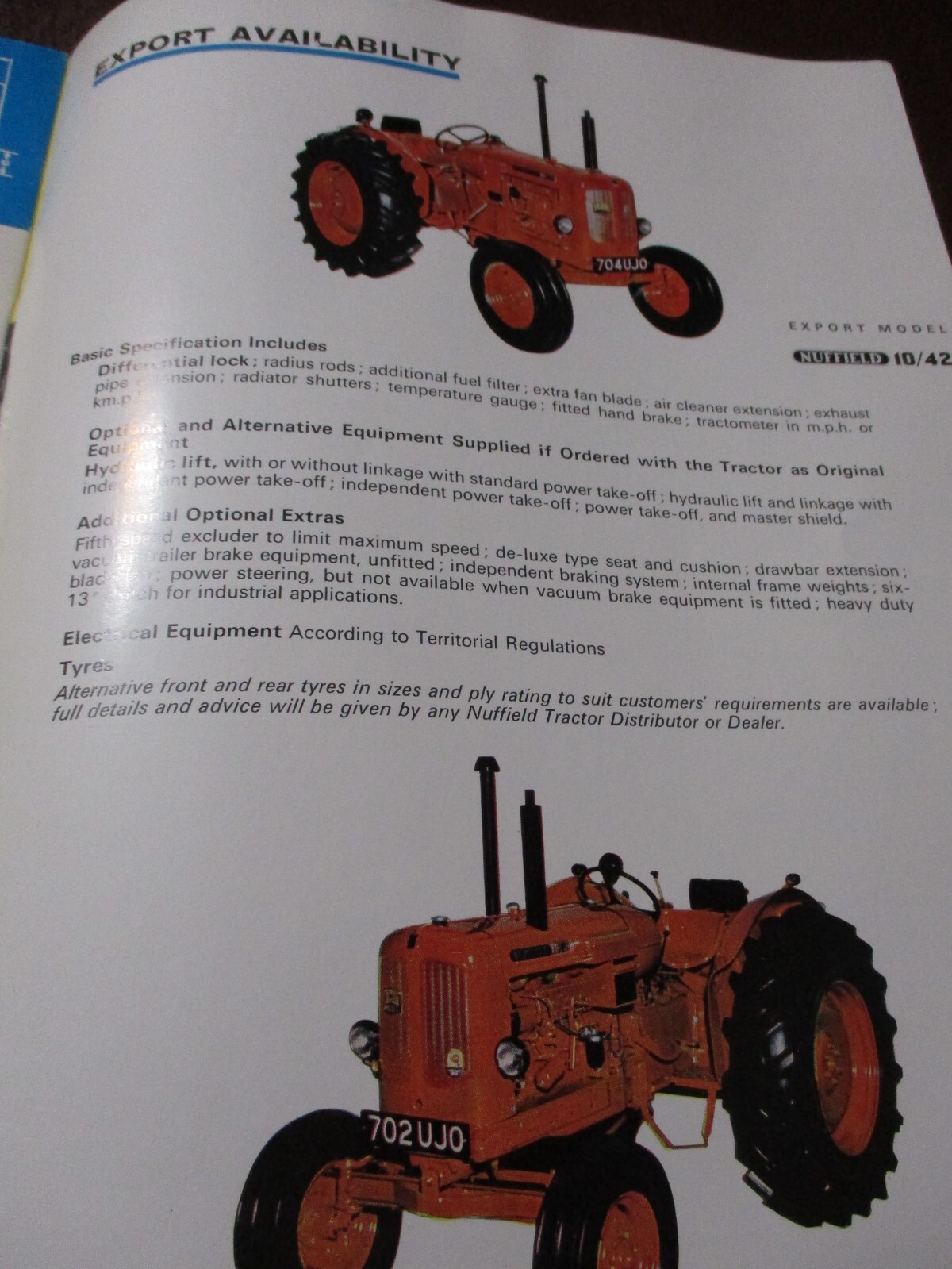 Nuffield 10/42, 10/60 Tractors Sales/Specifications Brochure 1965