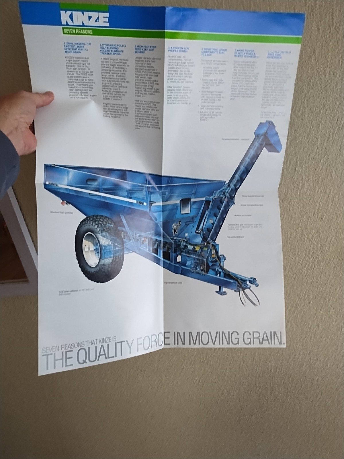 1987 Kinze Auger Wagon 440 840 1240 Brochure Williamsburg IA 640 Fold Out Poster