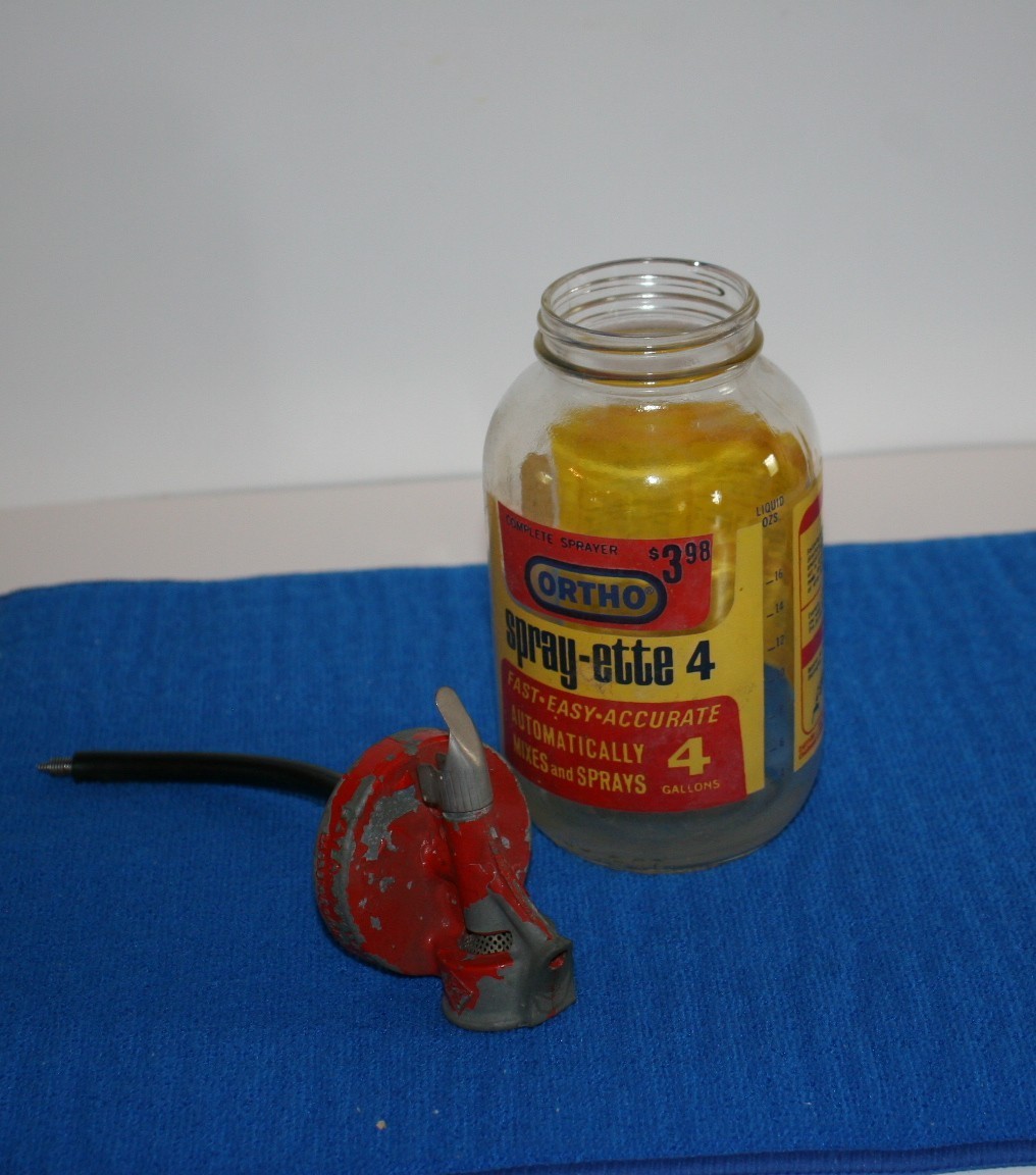 Vintage Ortho Lawn Sprayer Spray-ette 4 Glass Jar Metal Lid 8″ Instruction
