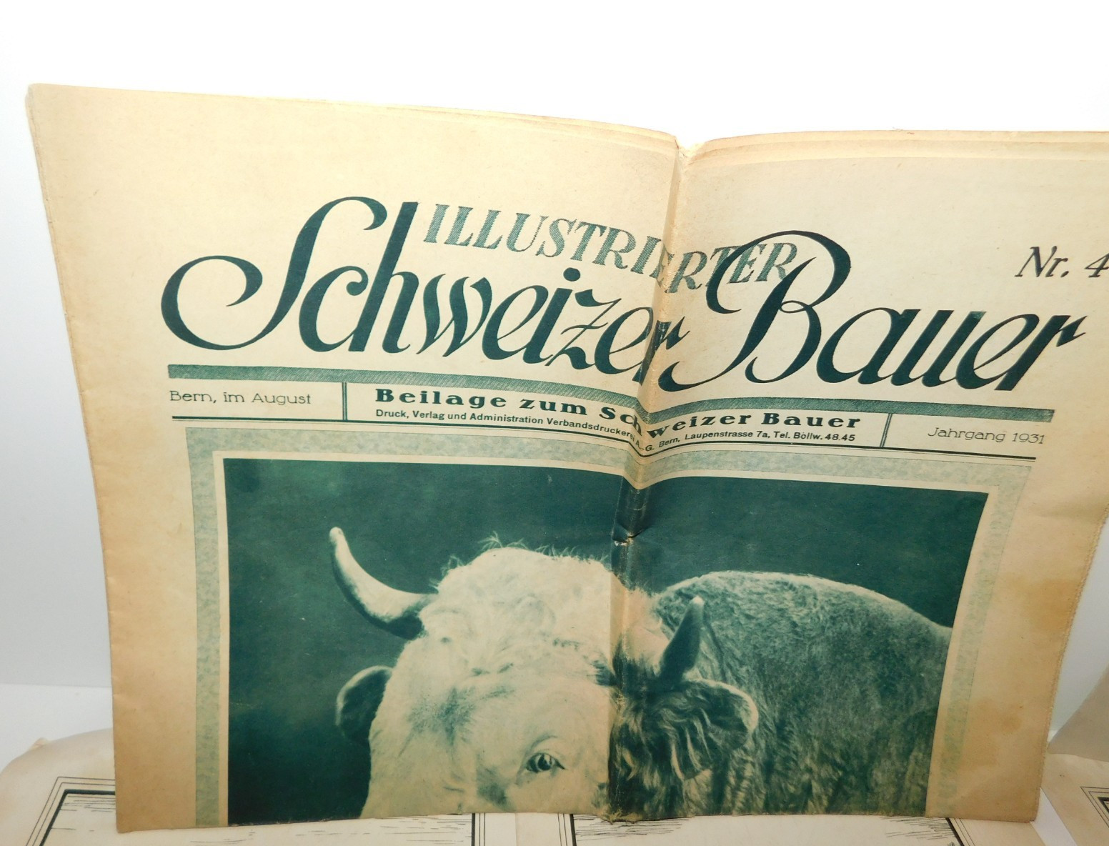VINTAGE 1920’S SWISS CATTLE PAMPHLETS & 1931 SCHWEIZER BAUER PAPER TRACTOR ADS