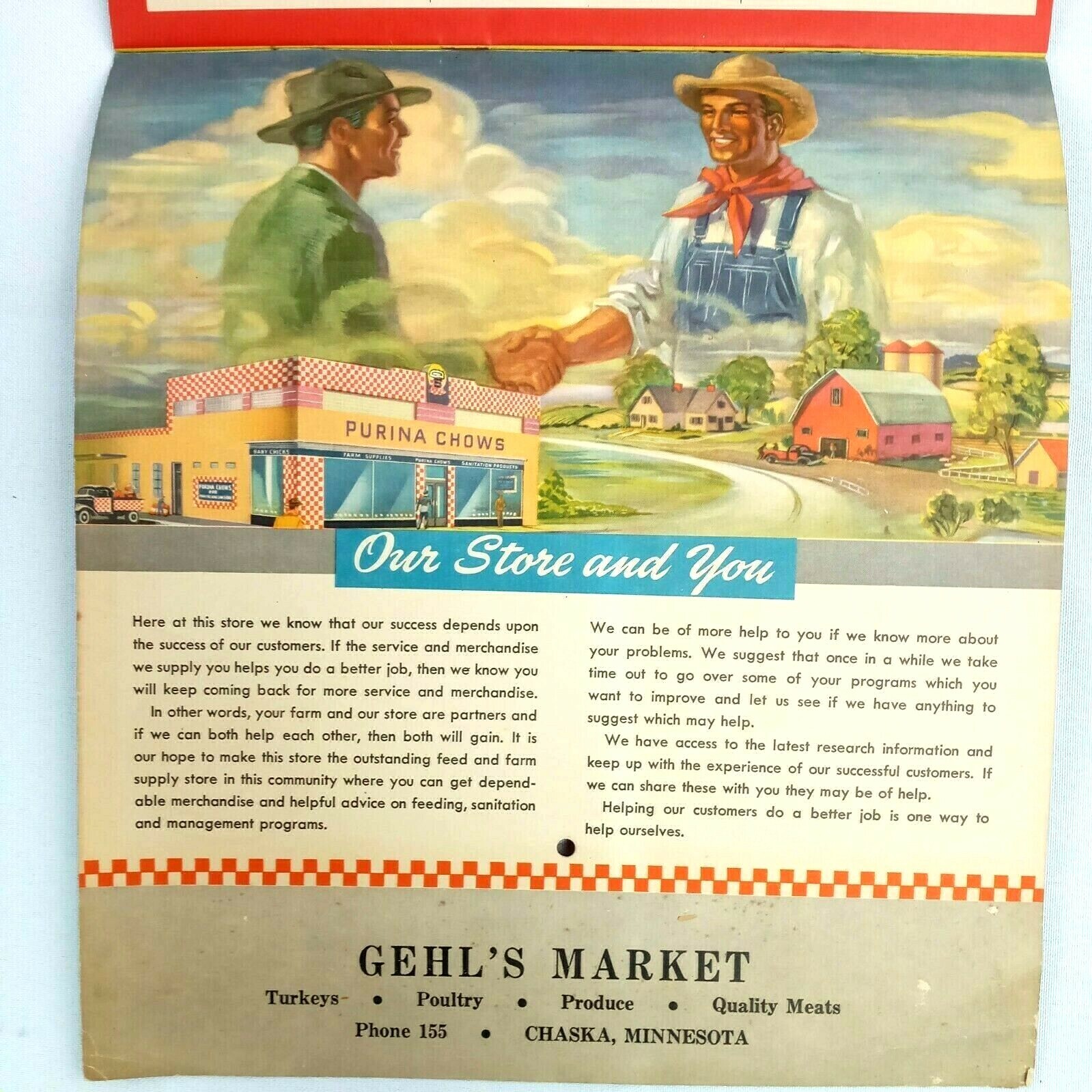 Vintage 1948 Farm Income & Expense Calendar Gehl’s Market Pig Production Plan
