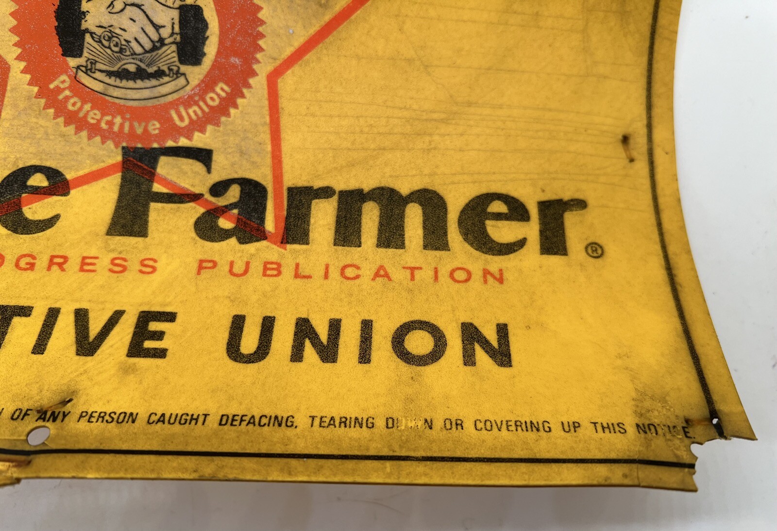 Vintage “NO TRESPASSING” Sign – PRAIRIE FARMER PROTECTIVE UNION 12″x8″ Plastic