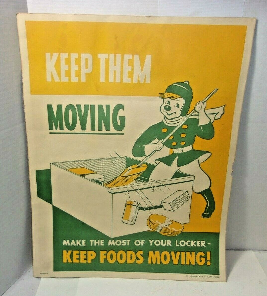 1950’s Vintage Meat Locker Butcher Shop Ad Farm Cattle Beef Paper Sign Poster