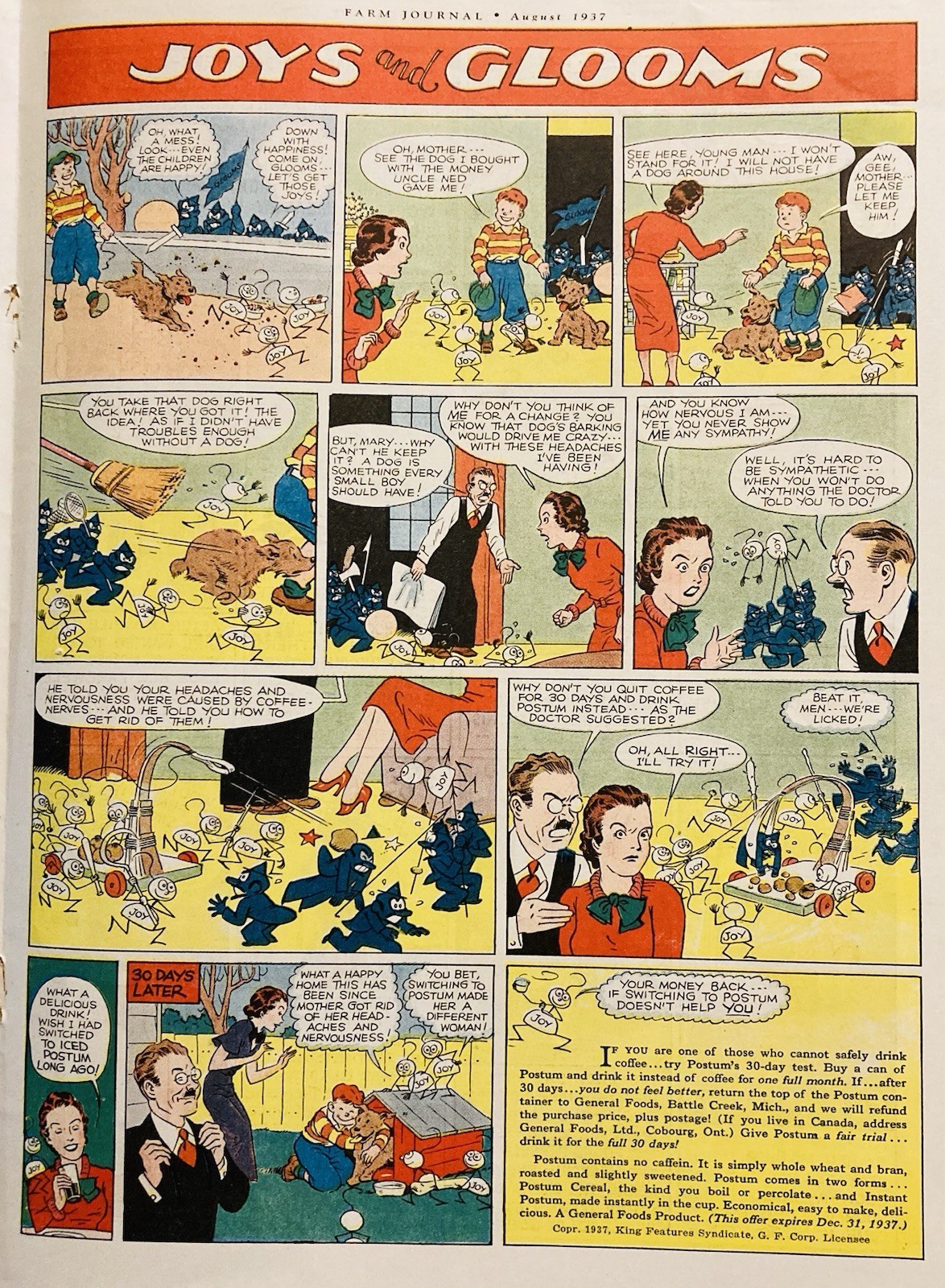 1937 AD.(XH84)~FARM JOURNAL MAGAZINE COMICS INSERT SECTION~(2) PAGE