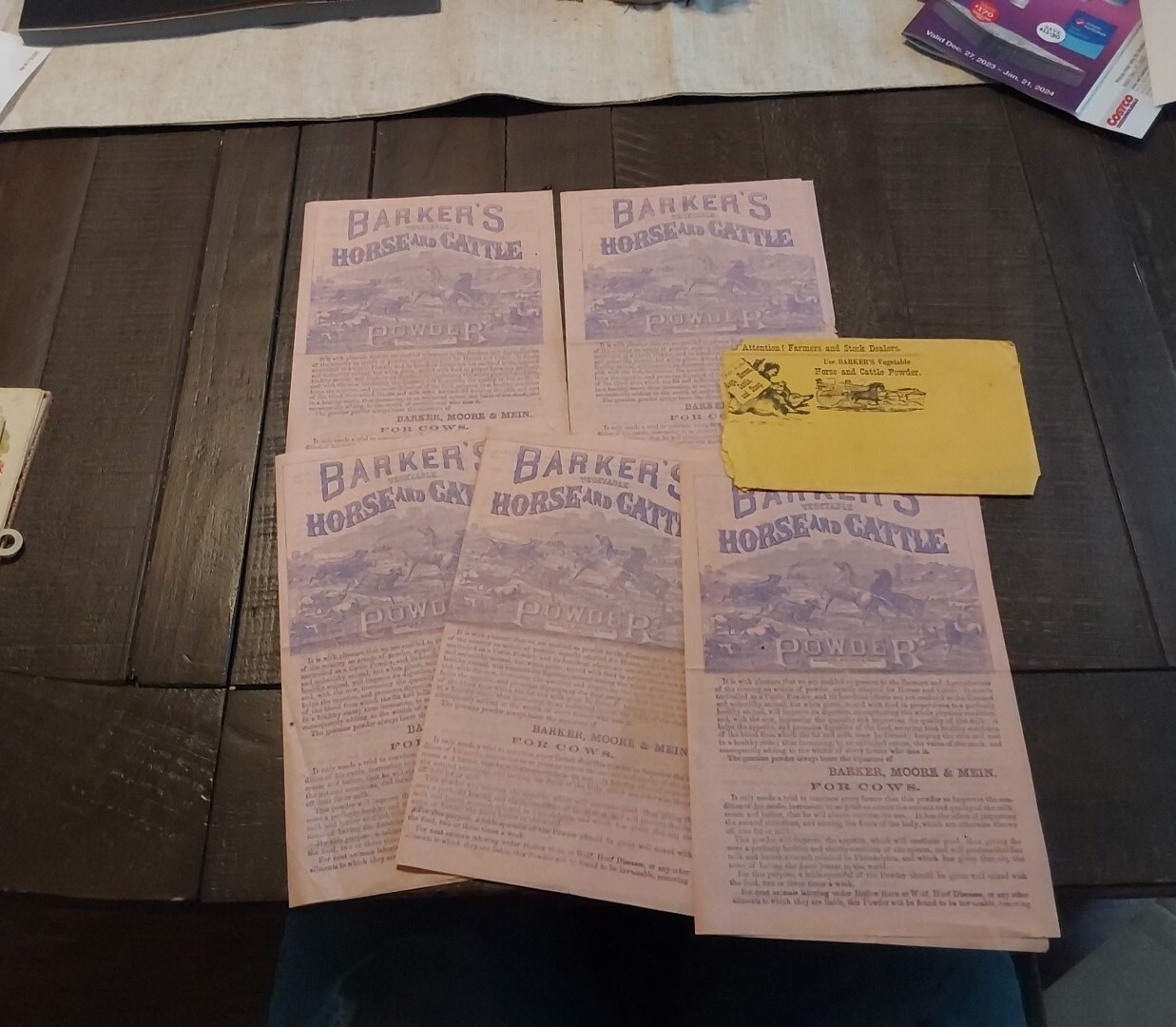 Barkers vegetable Horse & Cattle Powder Advertising Envelope & Brochures 1800s