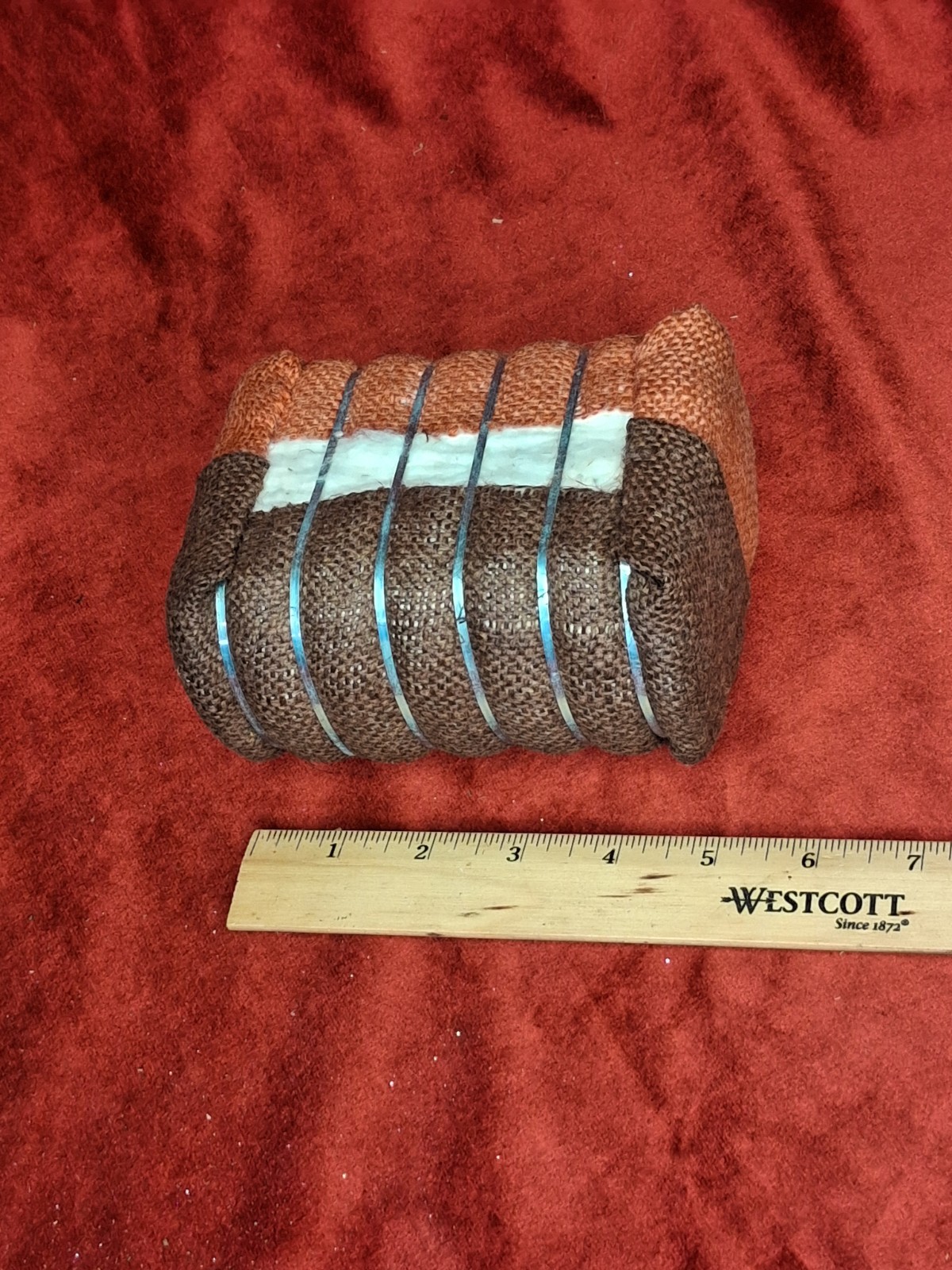 Vintage Miniature Cotton Bale Souvenir Advertising Paperweight Sample Rustic 6″