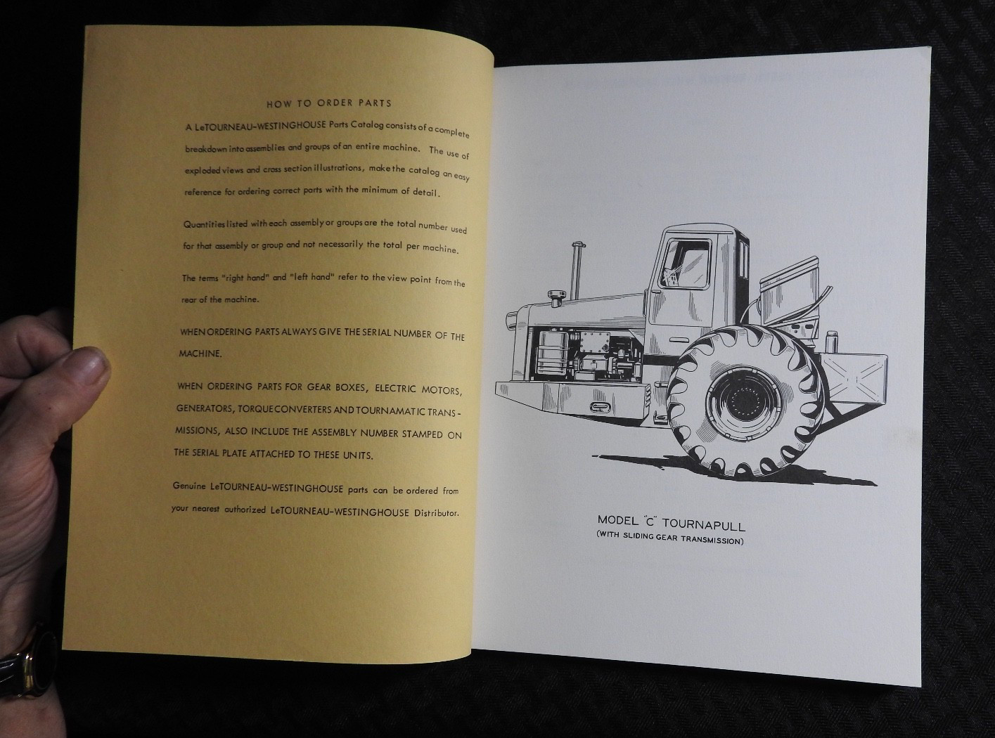 1957 LW LeTourneau-Westinghouse “C Tournapull Tractor” Parts Catalog Manual