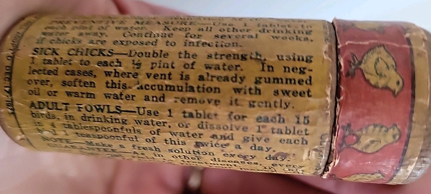 Antique Conkeys White Diarrhea Tablets Chicks Farm Medicine Rare Wood Bottle SEE