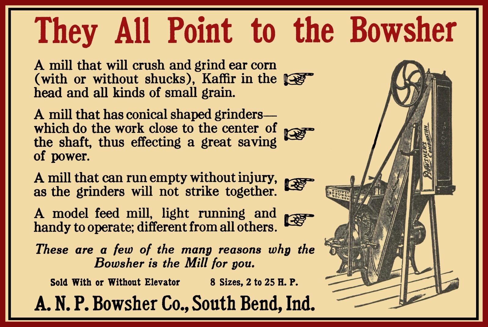 1910 Bowsher Feed Mill NEW Metal Sign – 12×18″ USA STEEL LG Size 3 lbs