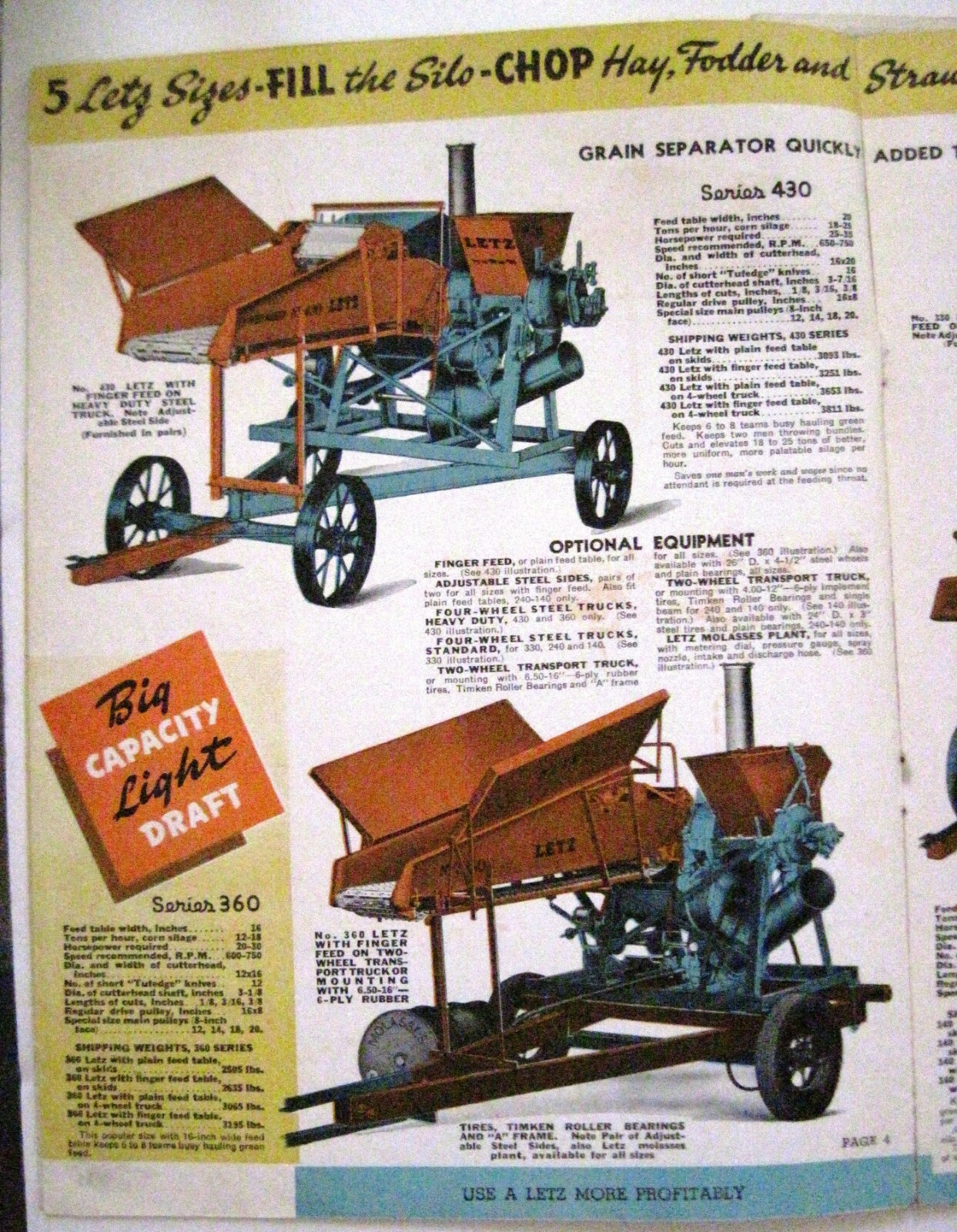 1939 Catalog “Letz” Farm Equipment w/ (4) Pamphlets – Describes Cows Stomach *