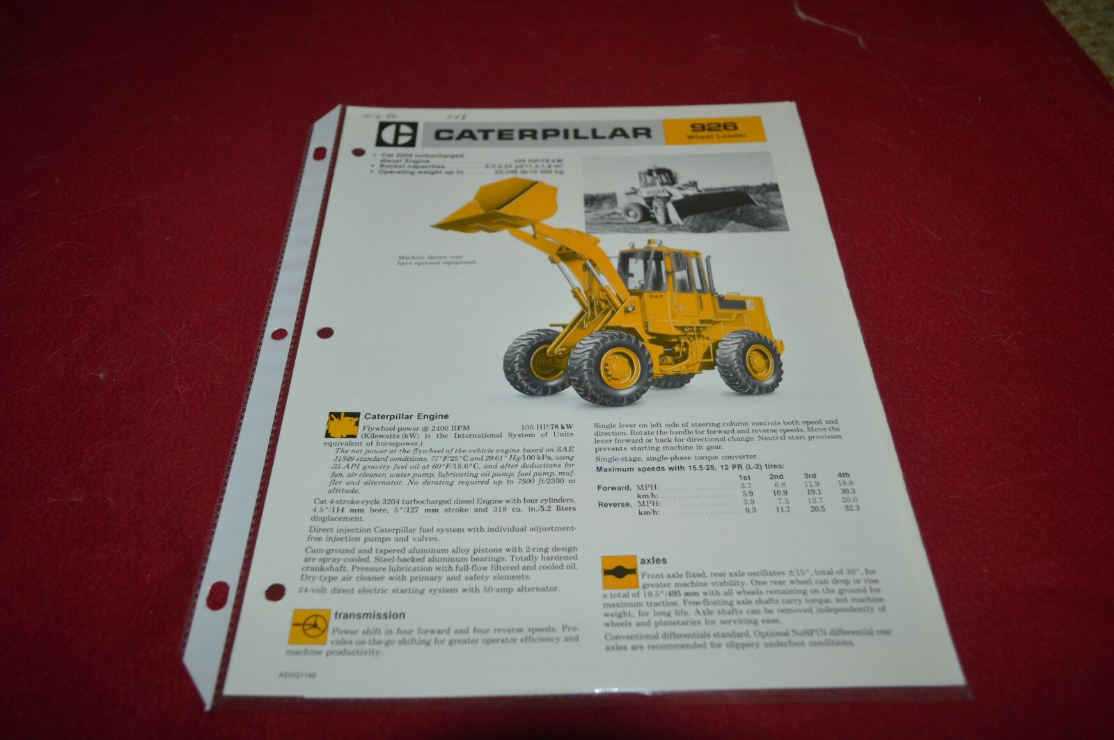 Caterpillar 926 Wheel Loader For 1986 Dealer’s Brochure AMIL16