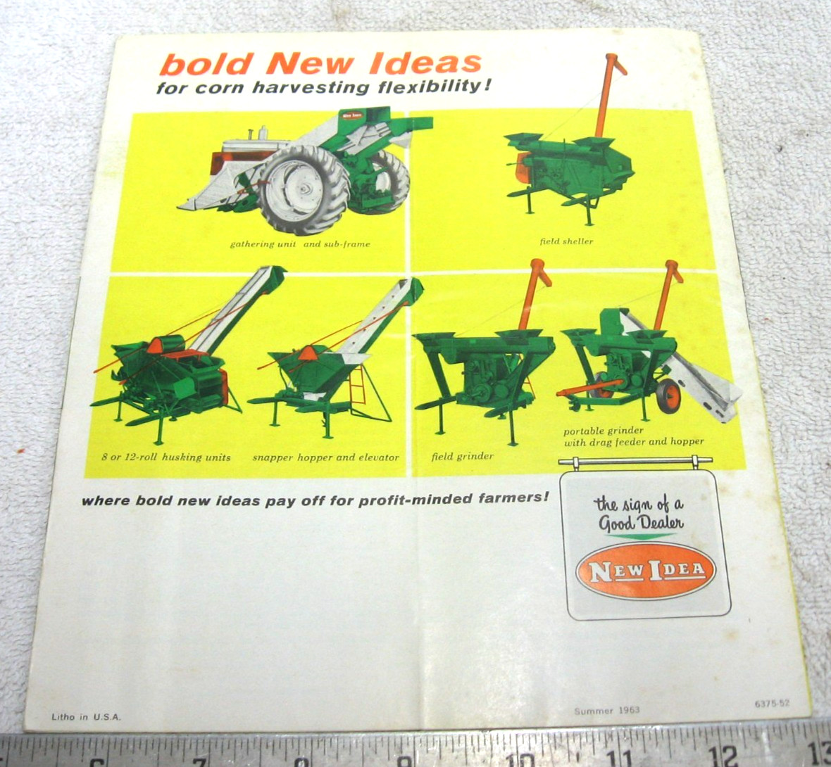 VINTAGE 1963 NEW IDEA CORN PICKER EQUIPMENT BROCHURE ORIGINAL