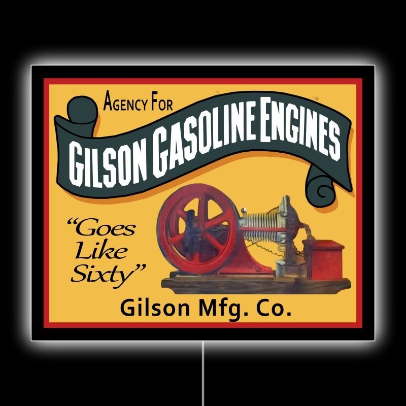 Agency for GILSON Gasoline Engines NEW LED Hanging Lighted Sign: 18×23″