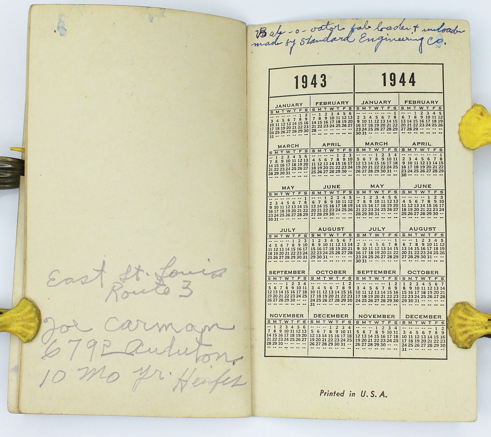 Vintage 1943 FUNK’S HYBRID Columbiana’s Corn Data Notebook