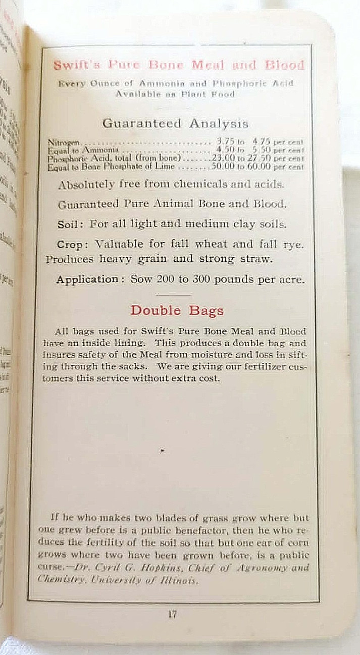 RARE 1908-1909 Swift & Company Fertilizer “Bone And Blood” Farmers Pocket Guide