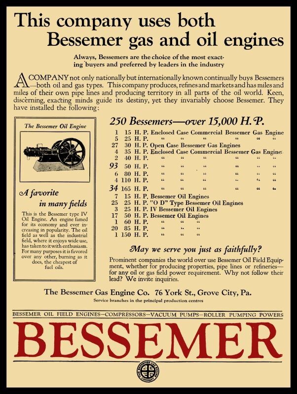 1921 Bessemer Gas & Oil Field Engines NEW Metal Sign: 12×16″ Free Shipping