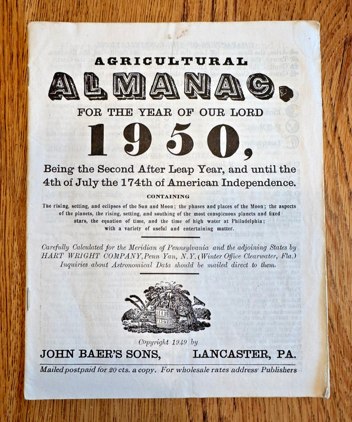 Lot of 19 John Baer’s Sons Agricultural Almanacs, Lancaster PA 1949-1976 Plus+