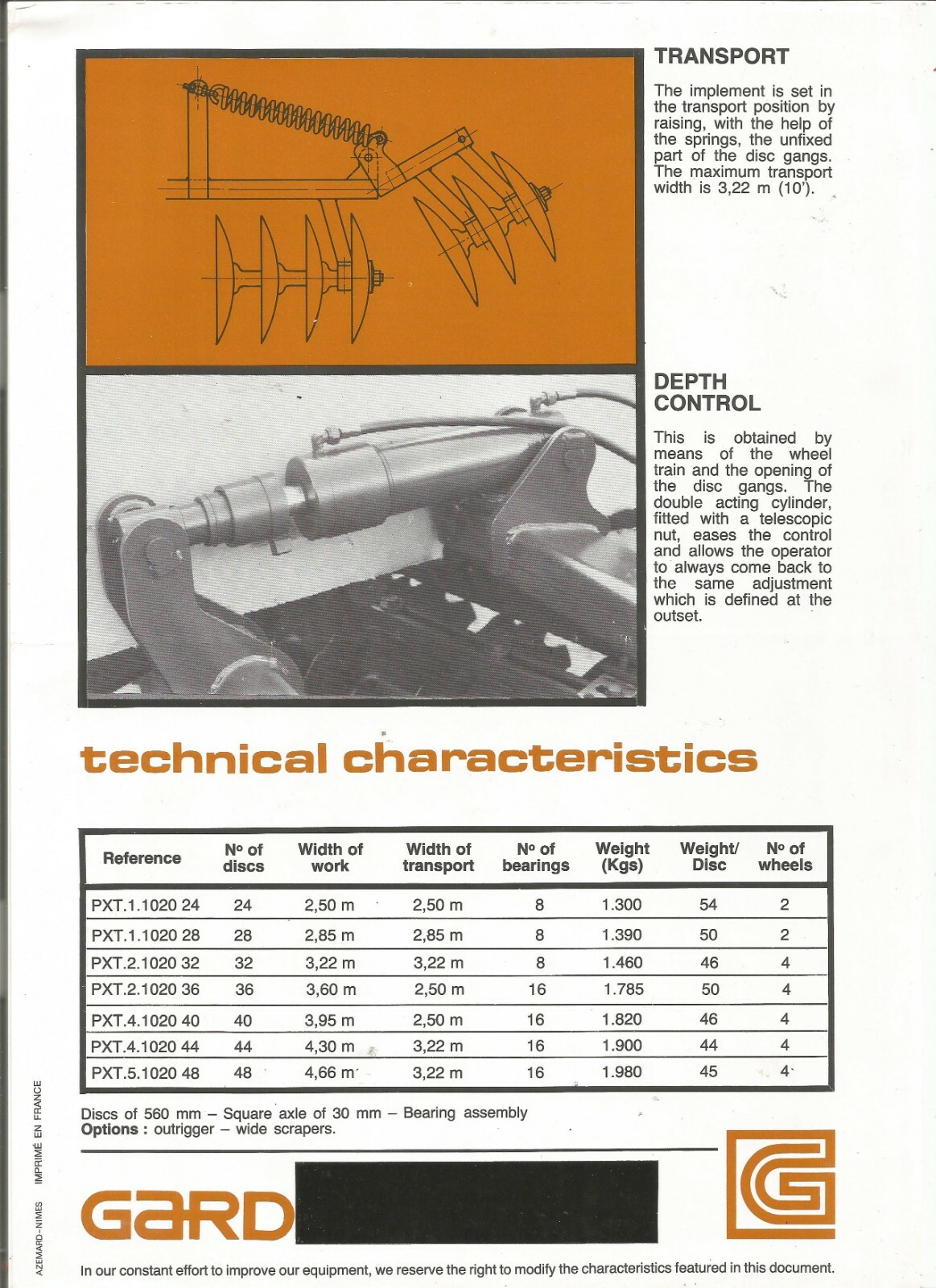 Original Gard PVX1020 Tandem Disc Harrow Dealer Sales Brochure 1 Page Spec Sheet