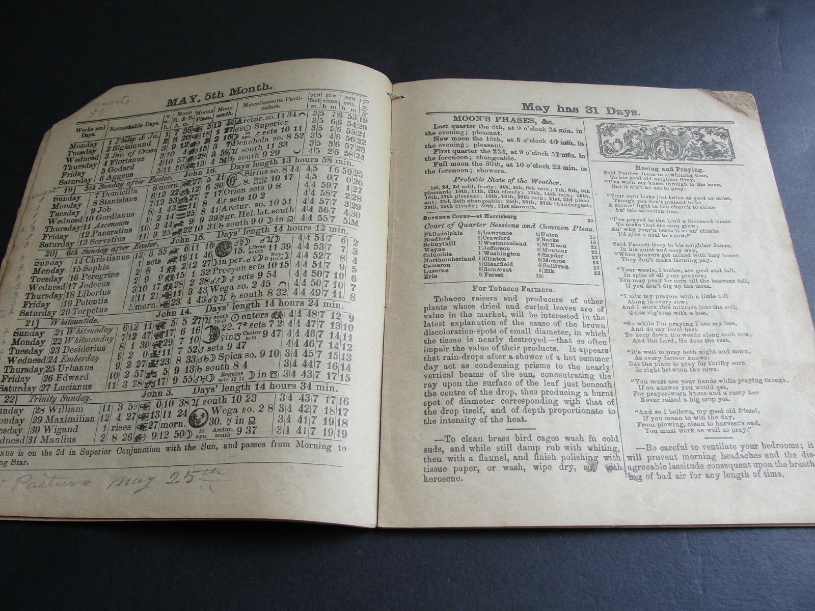 Agricultural Almanac John Baer’s Sons Lancaster PA Pennsylvania 1893 VOL. 68.