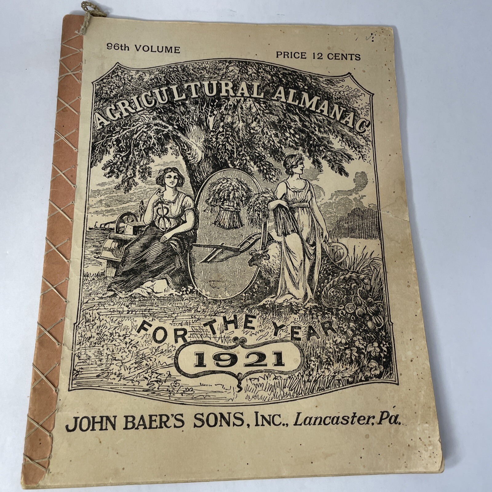 Vintage 1921 John Baers Sons Agricultural Almanac Lancaster Penn Farmers Almanac