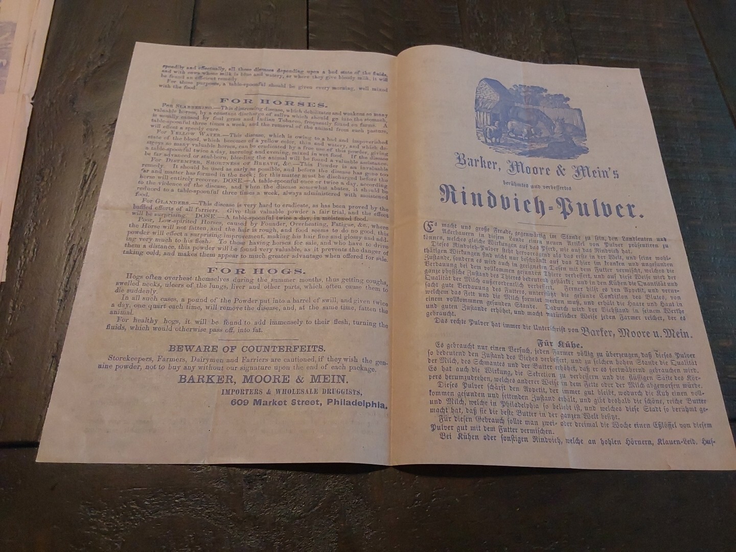Barkers vegetable Horse & Cattle Powder Advertising Envelope & Brochures 1800s