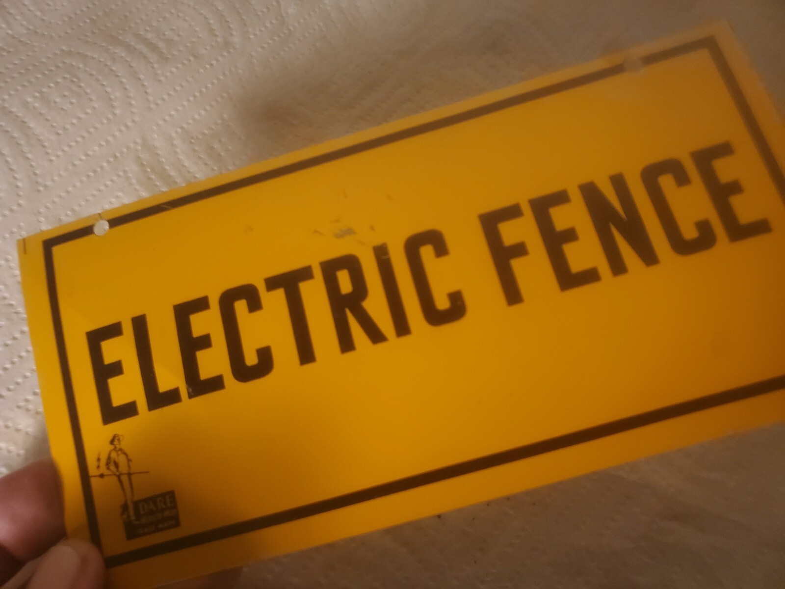 8″ X 4″ Metal Sign Electric Fence Dare Minute Man Logo Farm Ranch Decor
