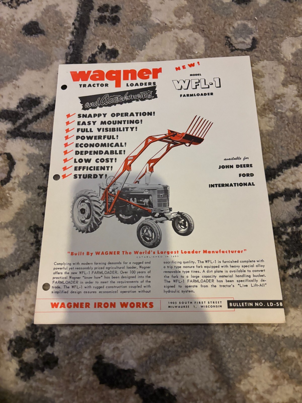 Wagner WFL-1 Tractor Loader Brochure FCCA25
