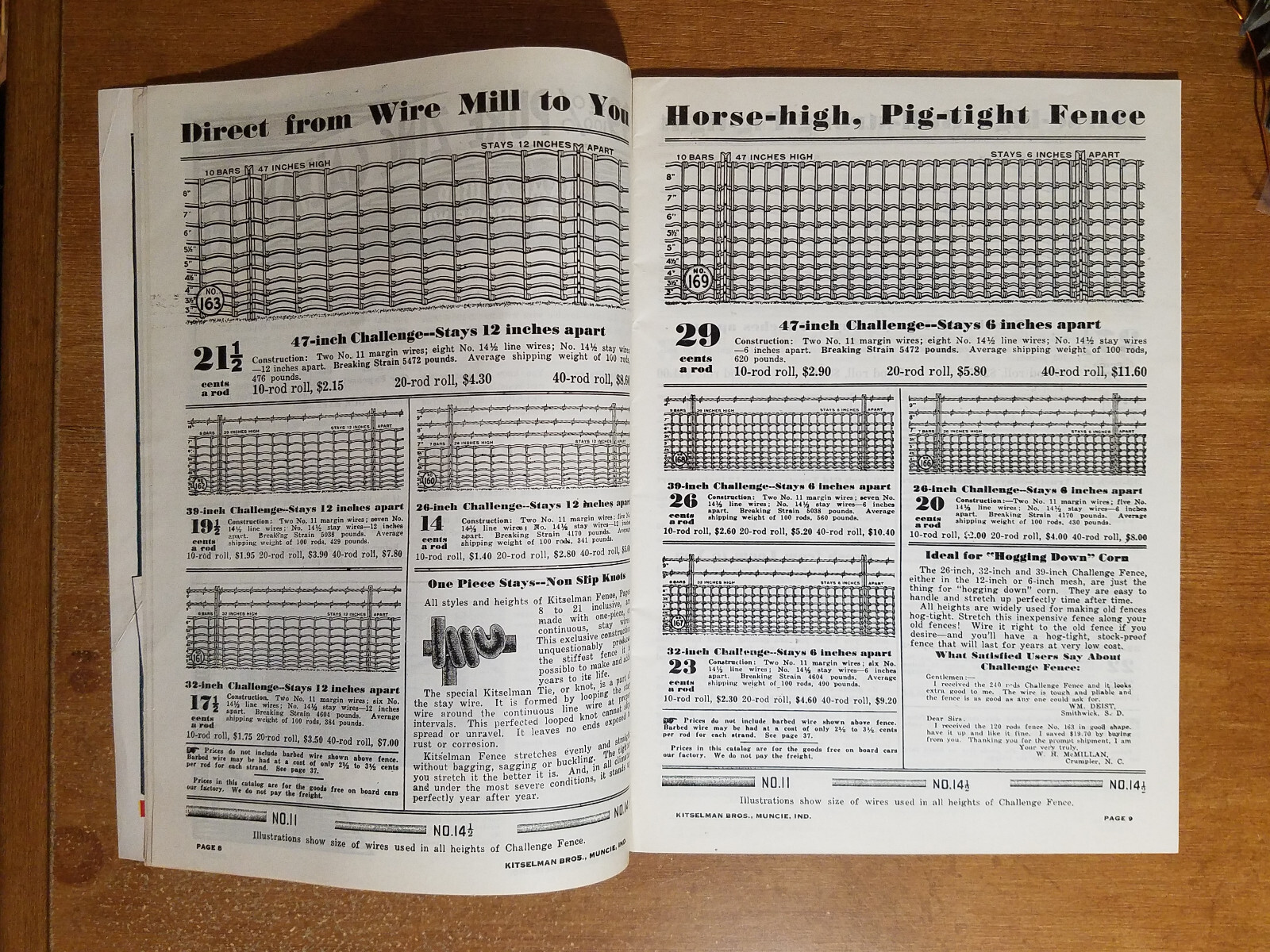 1926 Kitselman Fence Catalog & Order Form: Fence, Gates, Posts, Barbed Wire