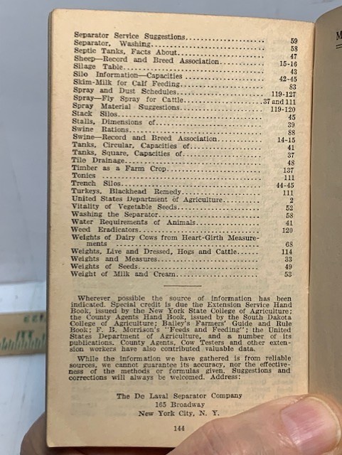 1939 DELAVAL DIARY & FARMERS POCKET HANDBOOK USEFUL INFO 148 PAGES 4.75’X2.75”.