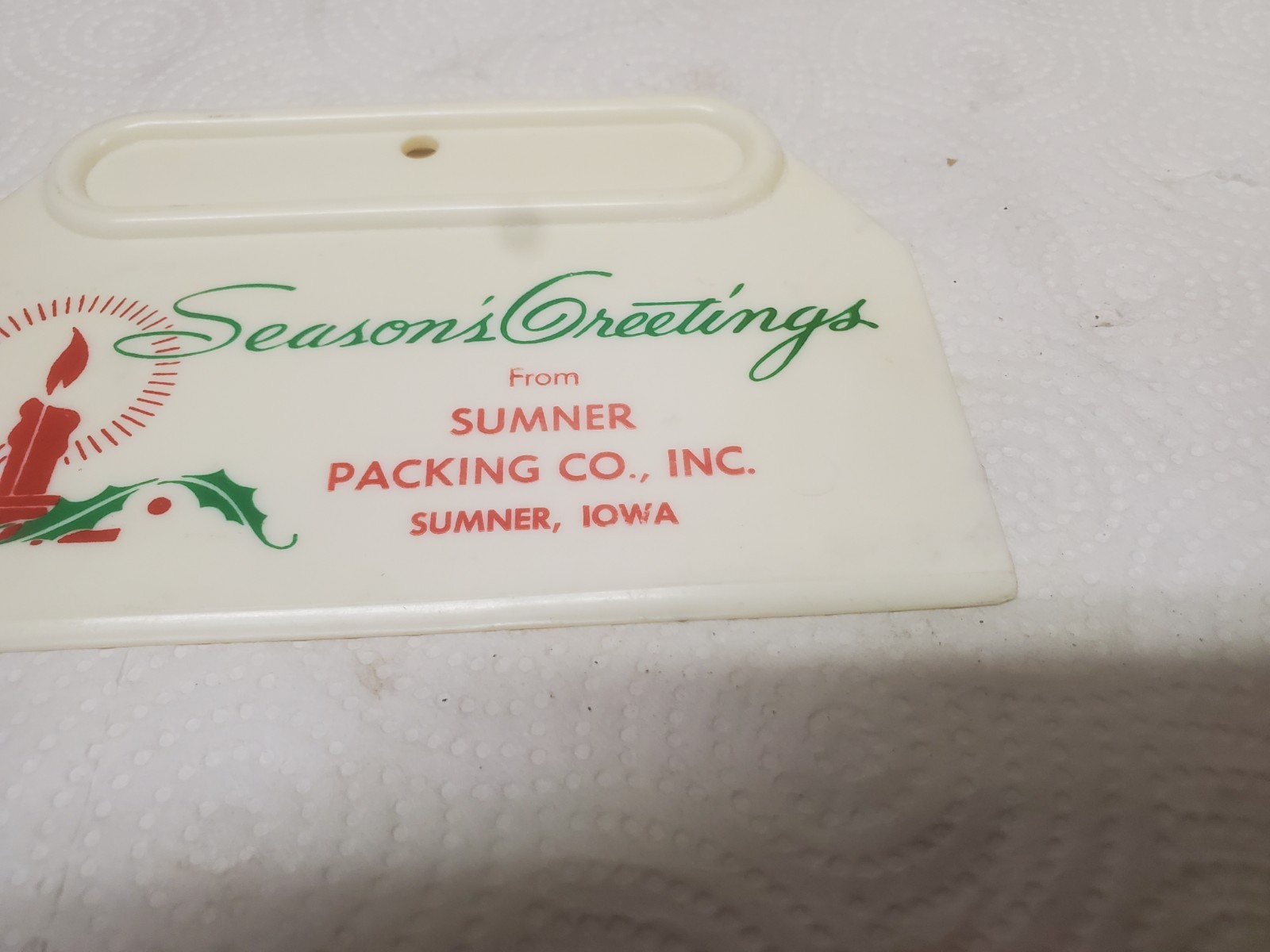 6″ Plastic Scraper Sumner Packing Company Sumner Iowa Seasons Greetings