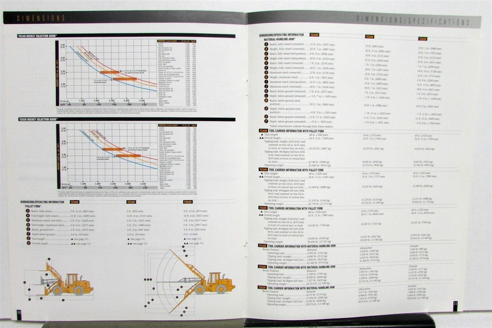 1998 John Deere TC44H/54H/62H Tool Carriers Specifications Construction Brochure