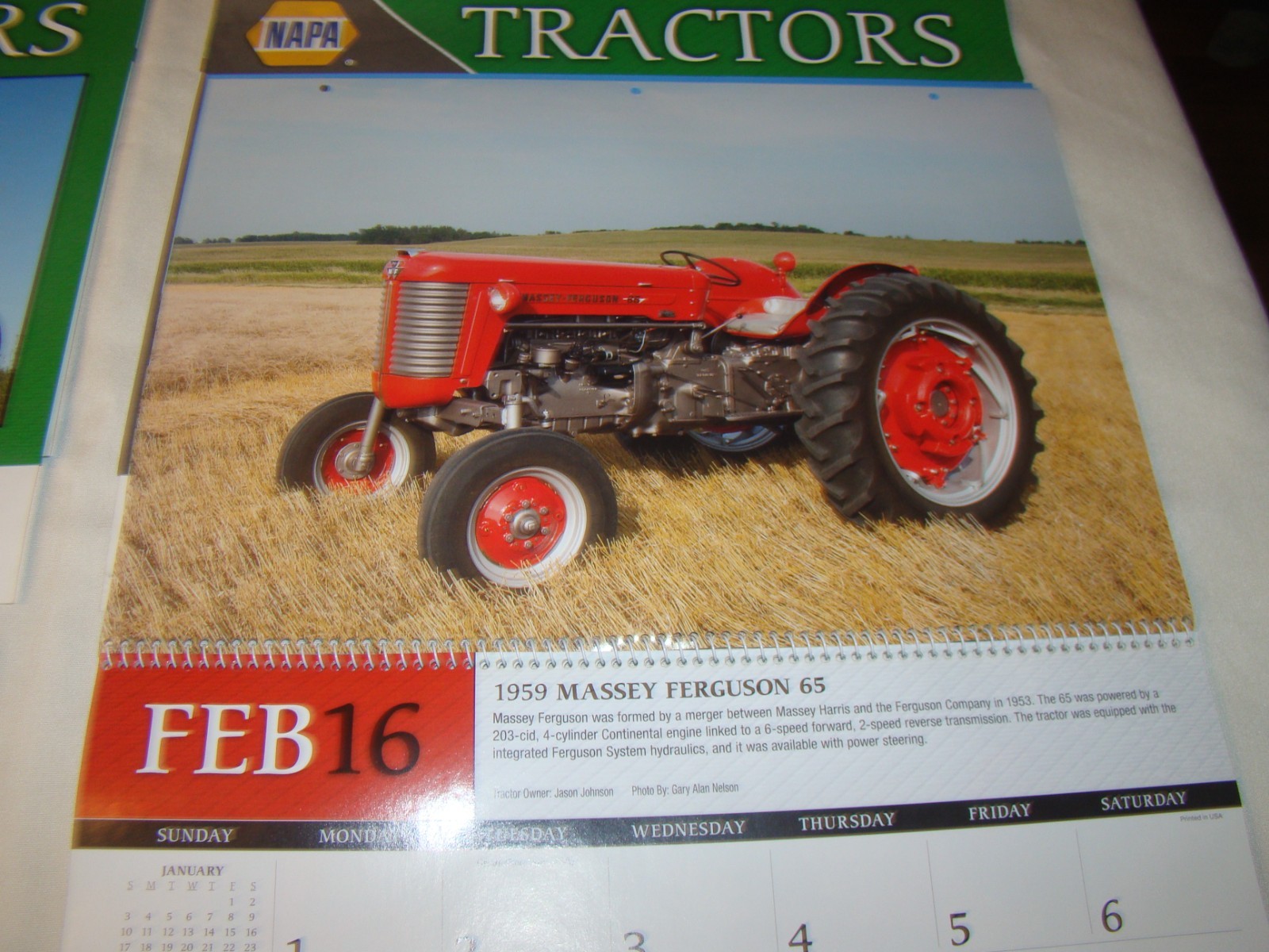 Lot of 4 2016 Napa Tractor Classics of Yesteryear Calendars Pittsgrove NJ 08318