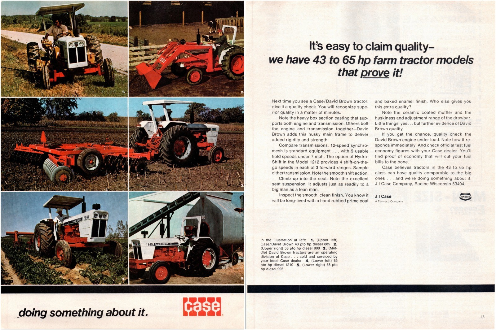 1974 Case David Brown 885 995 1210 Tractor Vintage 70’s 2-Page Print Ad