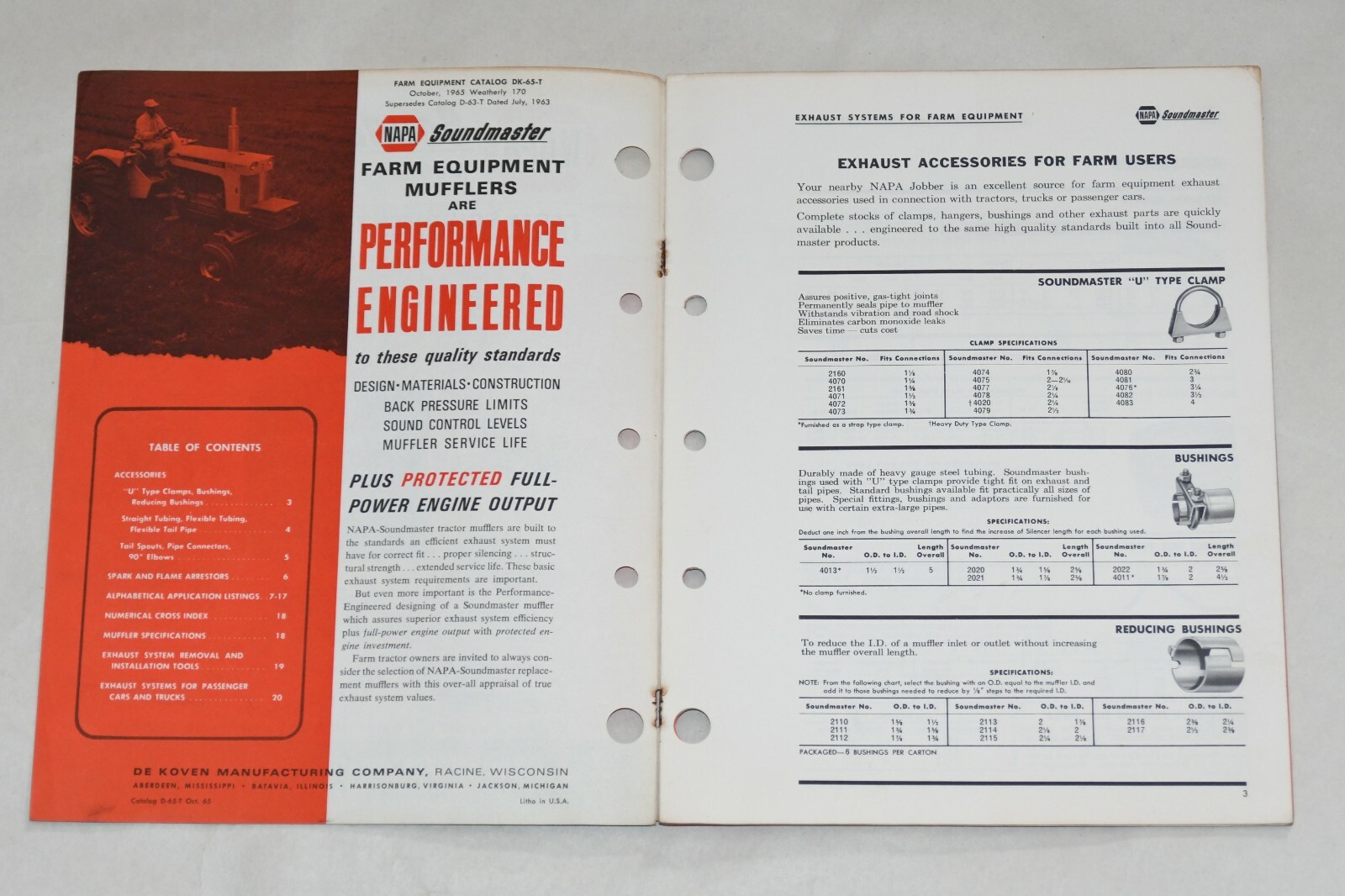 1965 NAPA Soundmaster Tractor Muffler Pipes Accessories Farm Equipment Catalog