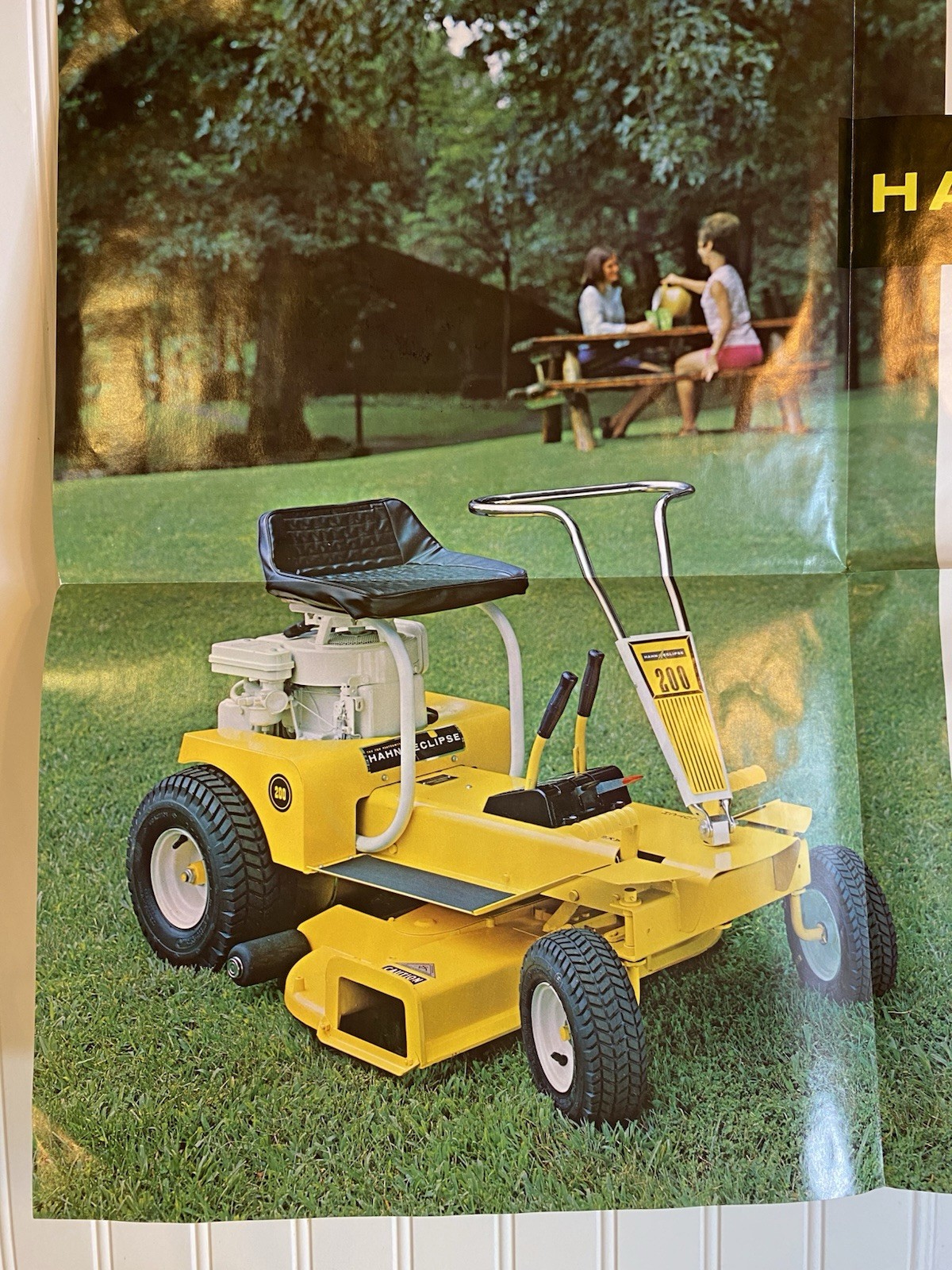 RARE Vintage Hahn Eclipse Pow-R-Boy 200 Riding Mower Advertising Sign 28″x21″