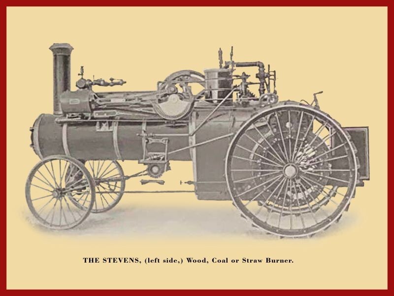 1903 A.W. Stevens Traction Engine Side View New Metal Sign: 12×16″ Ships Free