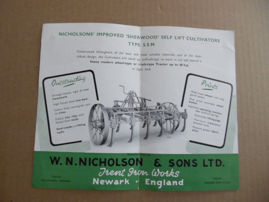c.1952 W.N. Nicholson & Sons Ltd Farm Machinery Brochure Lot Newark UK Vintage