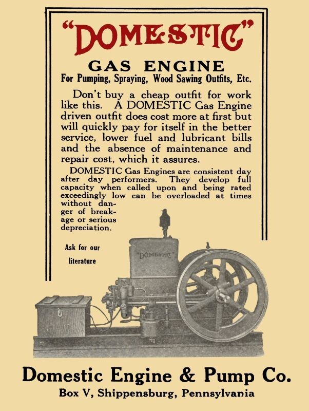 1917 Domestic Gas Engine, Shippensburg PA NEW METAL SIGN: 9×12″ Free Shipping